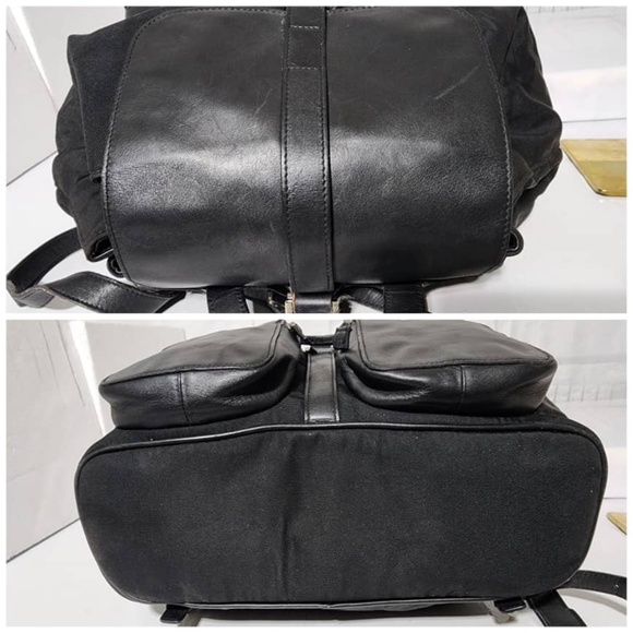 Authentic Gucci Vintage Leather-Trimmed Nylon Backpack Black - Picture 7 of 11